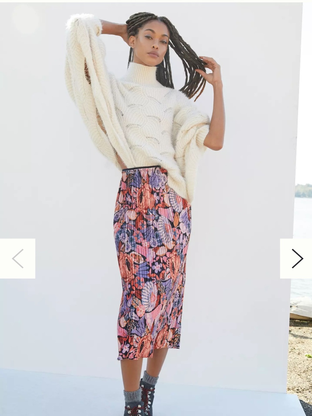 Anthropologie Maeve Tilda Floral Pleated Velvet Midi Skirt Size S